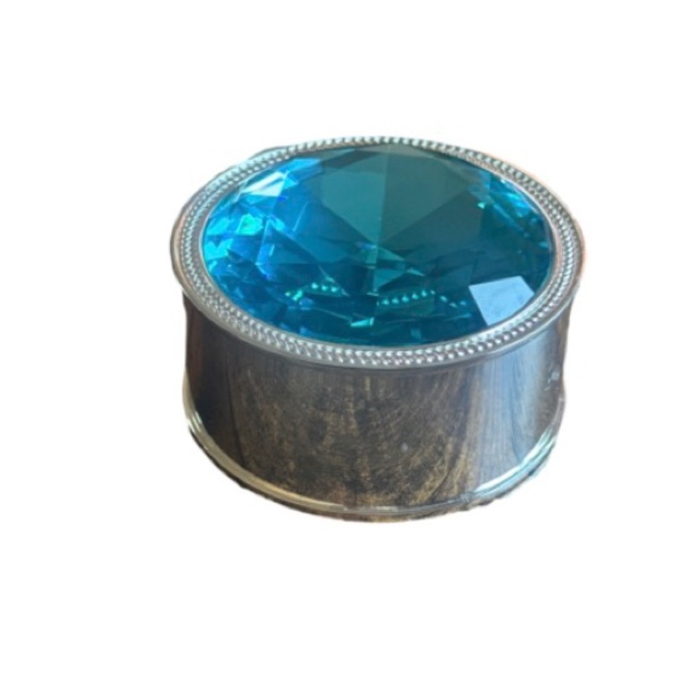 Lori Greiner trinket  Box with Large aqua  blue Gem Accent
